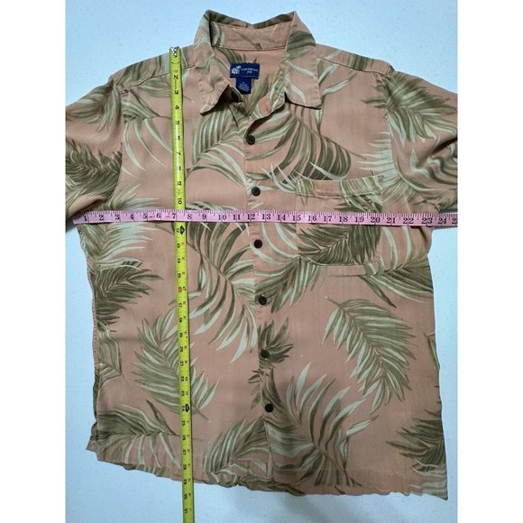 Carribean Joe 100% Silk Button Down Short Sleeve Shirt Tropical Hawaiian Palm XL - Picture 7 of 7